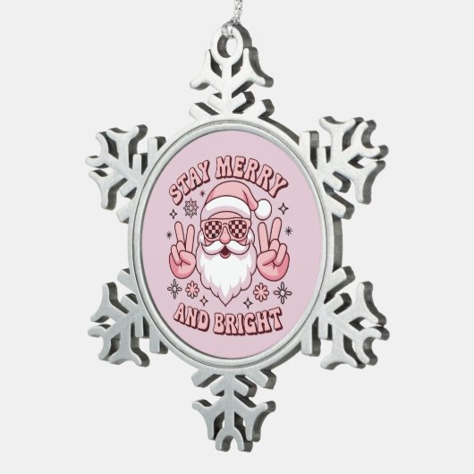 Stay Merry And Bright Christmas Ugly Xmas  Tin Sneeuwvlok Ornament (Rechts)