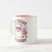 Stay Merry And Bright Christmas Ugly Xmas  Tweekleurige Koffiemok (Voorkant links)