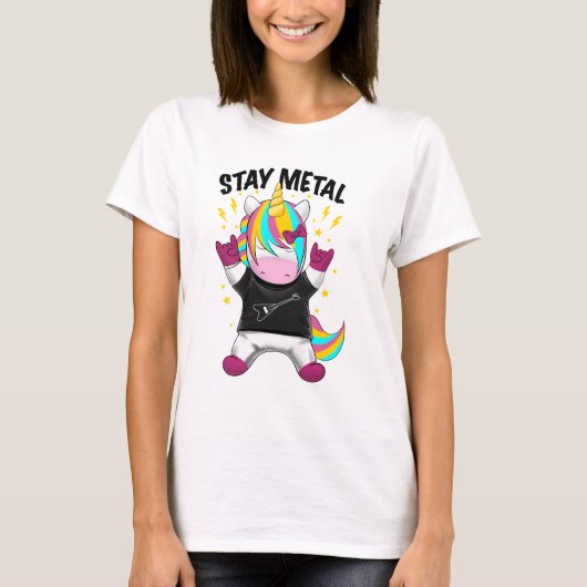 Stay metal unicorn t-shirt (Voorkant)