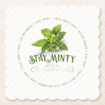 Stay Minty Derby Party Cute Saying Watercolor Kartonnen Onderzetters<br><div class="desc">Enhance the Derby Party experience for your guests with these elegant Stay Minty themed coasters. The design features a refreshing watercolor illustration of mint leaves, soft vertical striping, and the cute saying printed as the border. "Where there's bourbon and mint, there's derby spirit" All text can be personalized with your...</div>