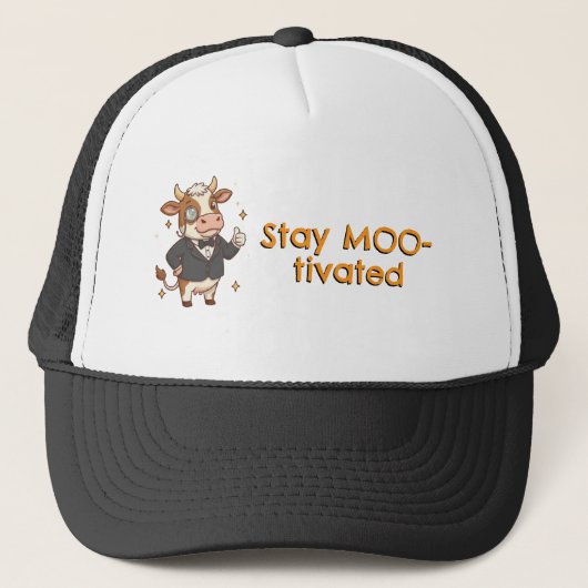 Stay MOO-tivated cow Trucker Pet (Voorkant)