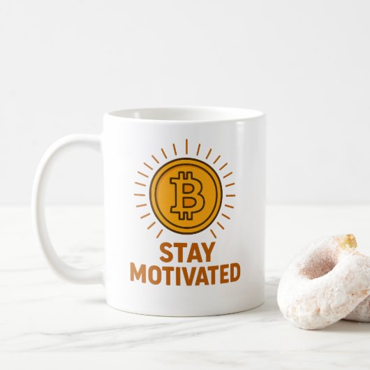 Stay Motivated Bitcoin Mug Koffiemok (Met donut)
