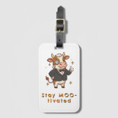 Stay Motivated cute cow Bagagelabel (Voorkant (verticaal))