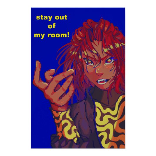 Stay out of my room Pixelart changing girl Perfect Poster (Voorkant)