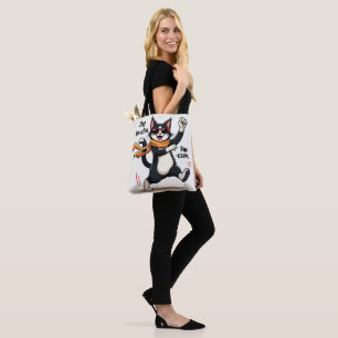 Stay Paw-sitive Cat   Feline Humor Art Tote Bag