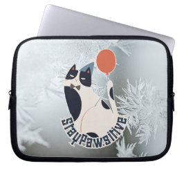 Stay Pawsitive Cat Illustration 10 Inch Laptop Tab Sleeve