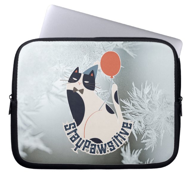 Stay Pawsitive Cat Illustration 10 Inch Laptop Tab Sleeve (Voorkant)