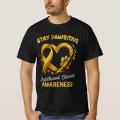 Stay Pawsitive Childhood Cancer Awareness Ribbon P T-shirt (Voorkant)