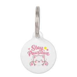 Stay Pawsitive – Cute Cat Motivational Quote Desig Huisdierpenning