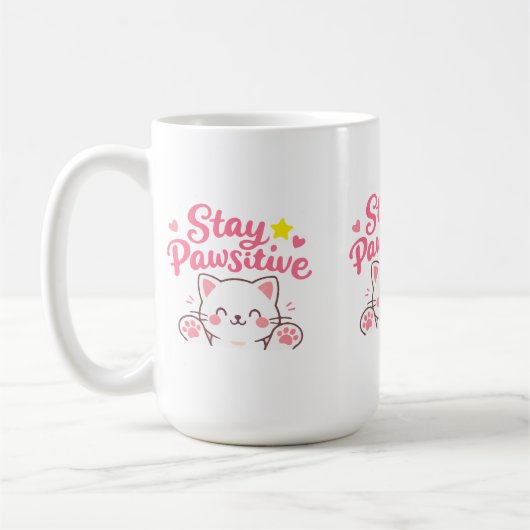Stay Pawsitive – Cute Cat Motivational Quote Desig Koffiemok (Links)