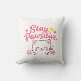 Stay Pawsitive – Cute Cat Motivational Quote Desig Kussen