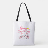 Stay Pawsitive – Cute Cat Motivational Quote Desig Tote Bag (Achterkant)