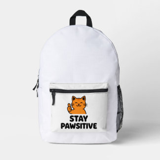 stay pawsitive cute Ginger cat print cut &sew bag Bedrukte Rugzak