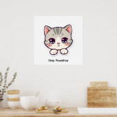 Stay Pawsitive | Cute Kawaii Cat Nursery Poster (Keuken)