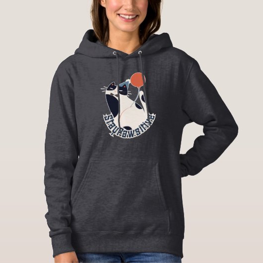 Stay Pawsitive Cute Tuxedo Cat Motivational Hoodie (Voorkant)