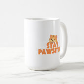 Stay Pawsitive Cute Winking Cat Pun Design Koffiemok (Voorkant rechts)