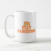 Stay Pawsitive Cute Winking Cat Pun Design Koffiemok (Links)