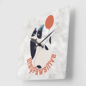 Stay Pawsitive | Dapper Tuxedo Cat Whimsical Acryl Vierkante Klok (Hoek)