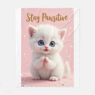 Stay Pawsitive – Diseño adorable de gatito motivad Fleece Deken