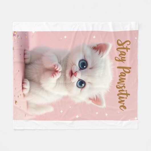 Stay Pawsitive – Diseño adorable de gatito motivad Fleece Deken (Voorkant (Horizontaal))