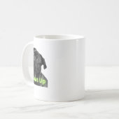 Stay Pawsitive Dog Mug – Minimalist Black Dog Desi Koffiemok (Voorkant links)
