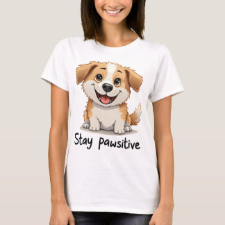 Stay Pawsitive: Drawing of a Dog with a Big Grin T-shirt