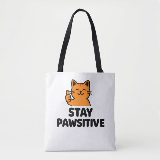 stay pawsitive Ginger cat Tote bag (Voorkant)
