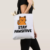 stay pawsitive Ginger cat Tote bag (Dichtbij)