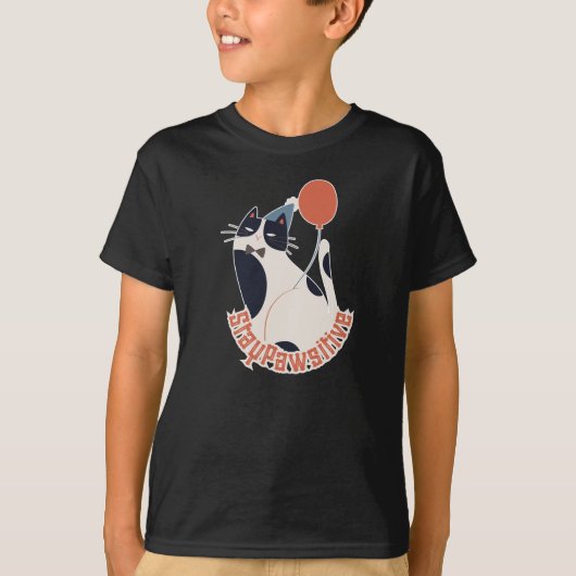 Stay Pawsitive Kids Tuxedo Cat Birthday Party Blac T-shirt (Voorkant)
