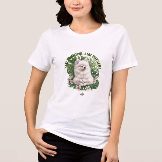 Stay Pawsitive Meditating Dog Tri-Blend Shirt (Voorkant)