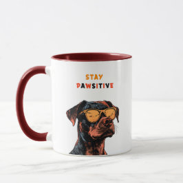 Stay Pawsitive Mug – Cool Dog with Sunglasses Illu Mok