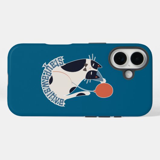 Stay Pawsitive Tuxedo Cat Midnight Blue Case-Mate iPhone Case (Achterkant (horizontaal))