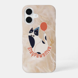 Stay Pawsitive Tuxedo Cat Warm Aesthetic  iPhone 16 Hoesje