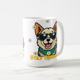 Stay Pawsome Corgi: Fun & Floral Dog Design Koffiemok