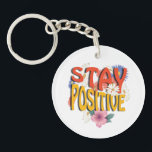 Stay Positive – Floral Motivational  Sleutelhanger<br><div class="desc">Brighten your day with this uplifting design! The bold phrase STAY POSITIVE is highlighted with vibrant colors and surrounded by cheerful floral elements,  making it a perfect reminder to embrace optimism and good vibes. Ideal for casual wear,  workouts,  or as a thoughtful gift to inspire positivity.</div>