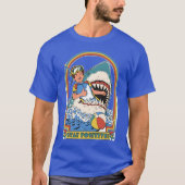 Stay Positive – Funny Retro Diver in Shark’s Mouth T-shirt (Voorkant)