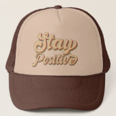 STAY POSITIVE grappige 70's typografie retro desig Trucker Pet (Voorkant)