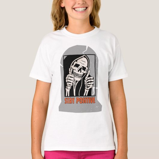 STAY POSITIVE SKELETON T-SHIRT (Voorkant)