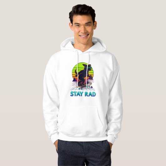Stay Rad Retro Skate Dog Design Hoodie (Voorkant volledig)