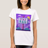 "Stay Rad" Vaporwave Sunset Scene T-shirt (Voorkant)