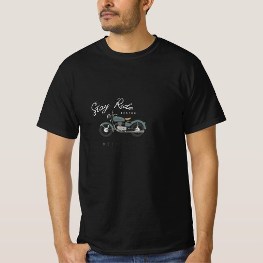 Stay Ride castom motorcycle printed T-shirt  (Voorkant)