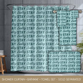 Stay Salty Coastal Teal Blue Graphic Print Beach Badmat