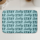 Stay Salty Coastal Teal Blue Graphic Print Beach Badmat