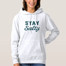 Stay Salty Coastal Teal Ocean Graphic Print Beach Hoodie
