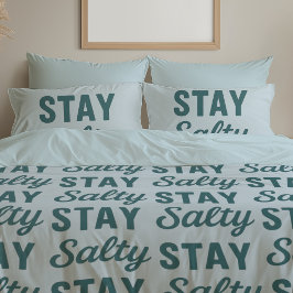 Stay Salty - Reversible Coastal Teal Ocean Print Kussensloop