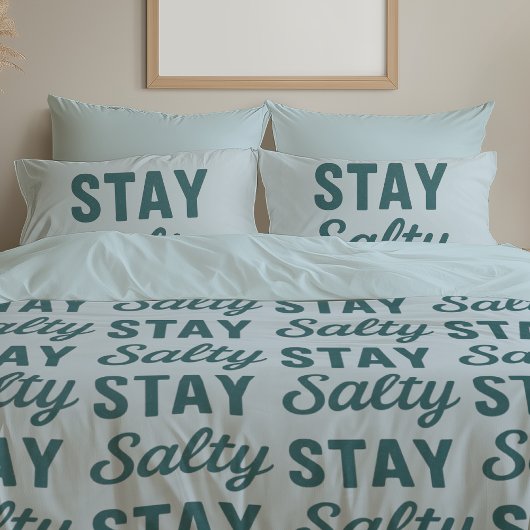 Stay Salty - Reversible Coastal Teal Ocean Print Kussensloop