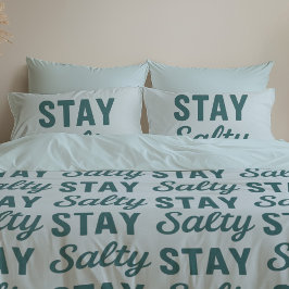 Stay Salty | Reversible Coastal Teal Surf Graphic Kussensloop