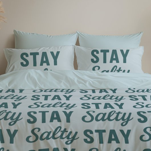 Stay Salty | Reversible Coastal Teal Surf Graphic Kussensloop