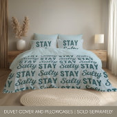 Stay Salty | Reversible Coastal Teal Surf Graphic Kussensloop