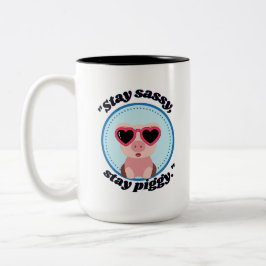 Stay Sassy Pig Quote Tweekleurige Koffiemok
